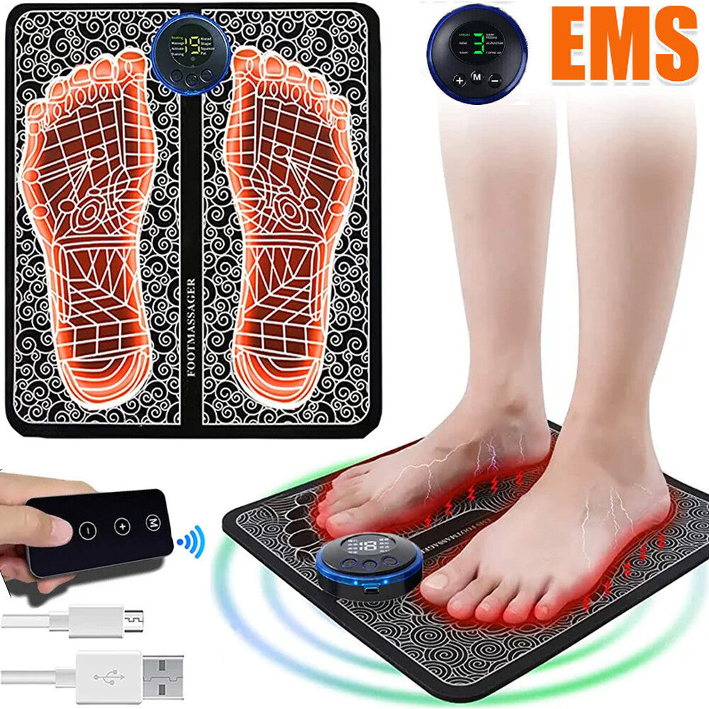 Basic EMS foot pad – USB, 8-level pulses for sore feet, affordable, simple, fast relief. US stock, 3–5 days.