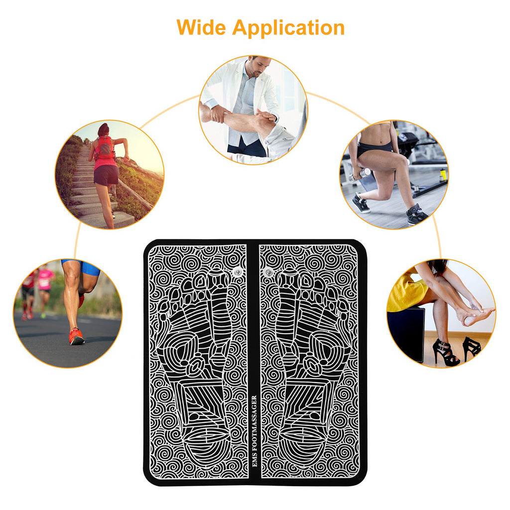 Premium Electric EMS Foot Massager Mat – USB rechargeable, 8 modes 19 intensities hit eyes/lungs/heart via reflex points, melt pain, shape legs. US stock, 3–5 days
