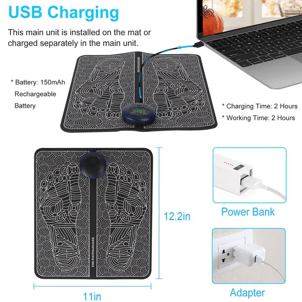 Foot Massage Pad Electric Stimulator Massager – USB plug, 8-modes ease muscle pain, wake circulation. Good after shift, or gym. US stock, 3–5 days.
